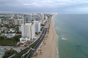 Aerial photo of Hollywood Beach FL, USA